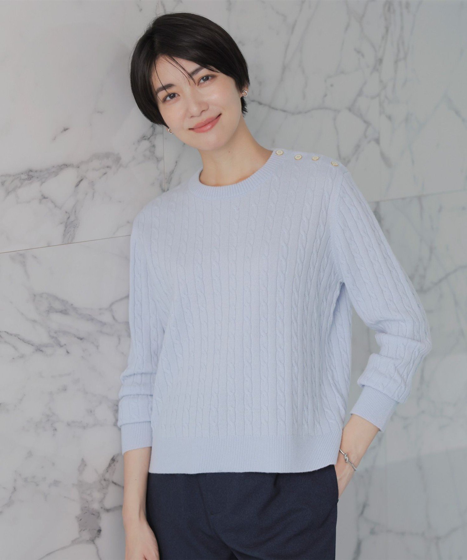 【SALE／50%OFF】J.PRESS LADIES L 【洗える】WOOL BLEND AIR クルーネック ニット ジェイプレス トップス ニット グレー ブルー ピンク ベージュ イエロー【送料無料】