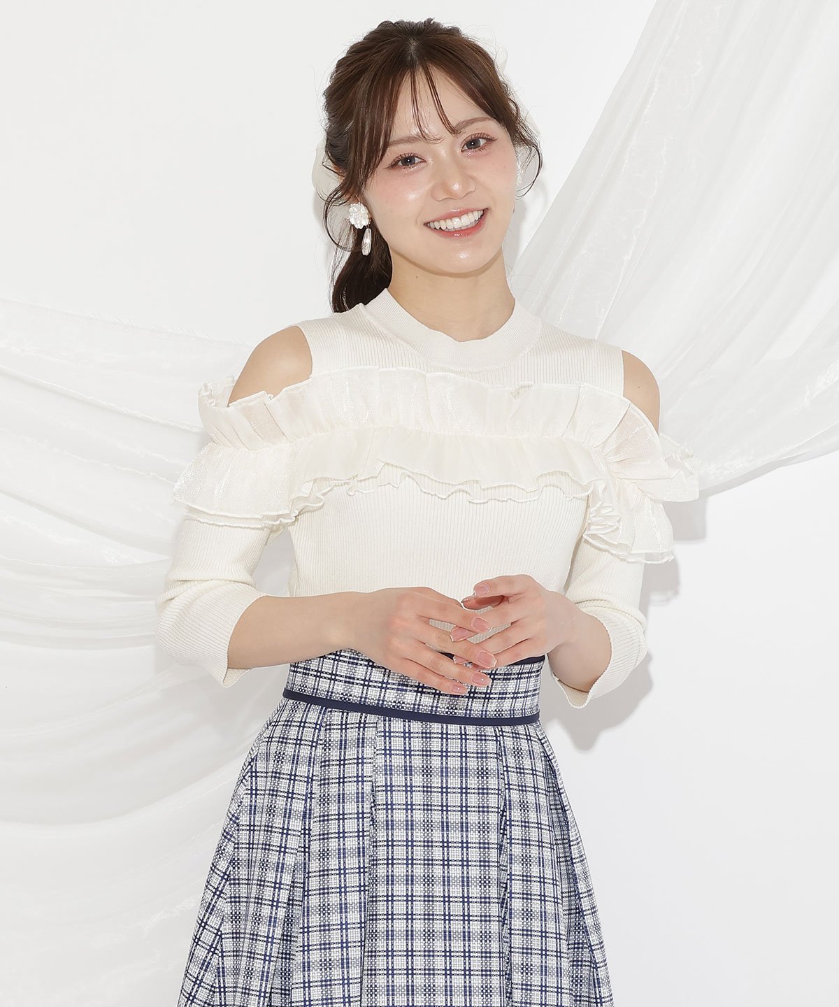 【SALE／40%OFF】WILLSELECTION フリルドッキングリブニット ウィルセレクション トップス ニット ピンク ブラック ホワイト【送料無料】