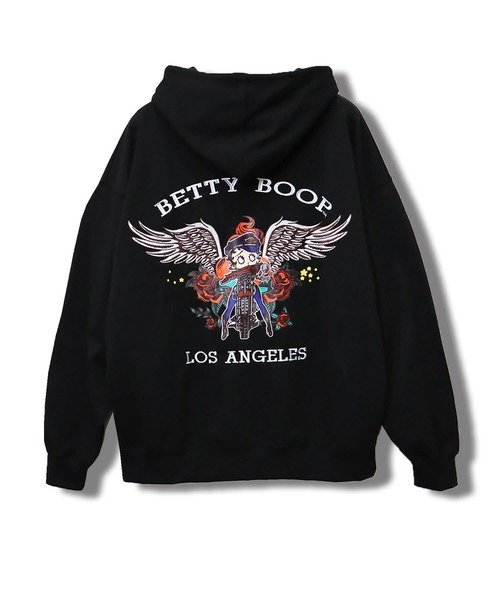 CORISCO BETTY BOOPウイングバイクプルパーカー(MENS)(WOMENS) サンコーバザール トップス スウェット・トレーナー ブラック グレー【送料無料】