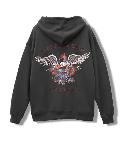 CORISCO BETTY BOOPウイングバイクプルパーカー(MENS)(WOMENS) サンコーバザール トップス スウェット・トレーナー ブラック グレー【送料無料】