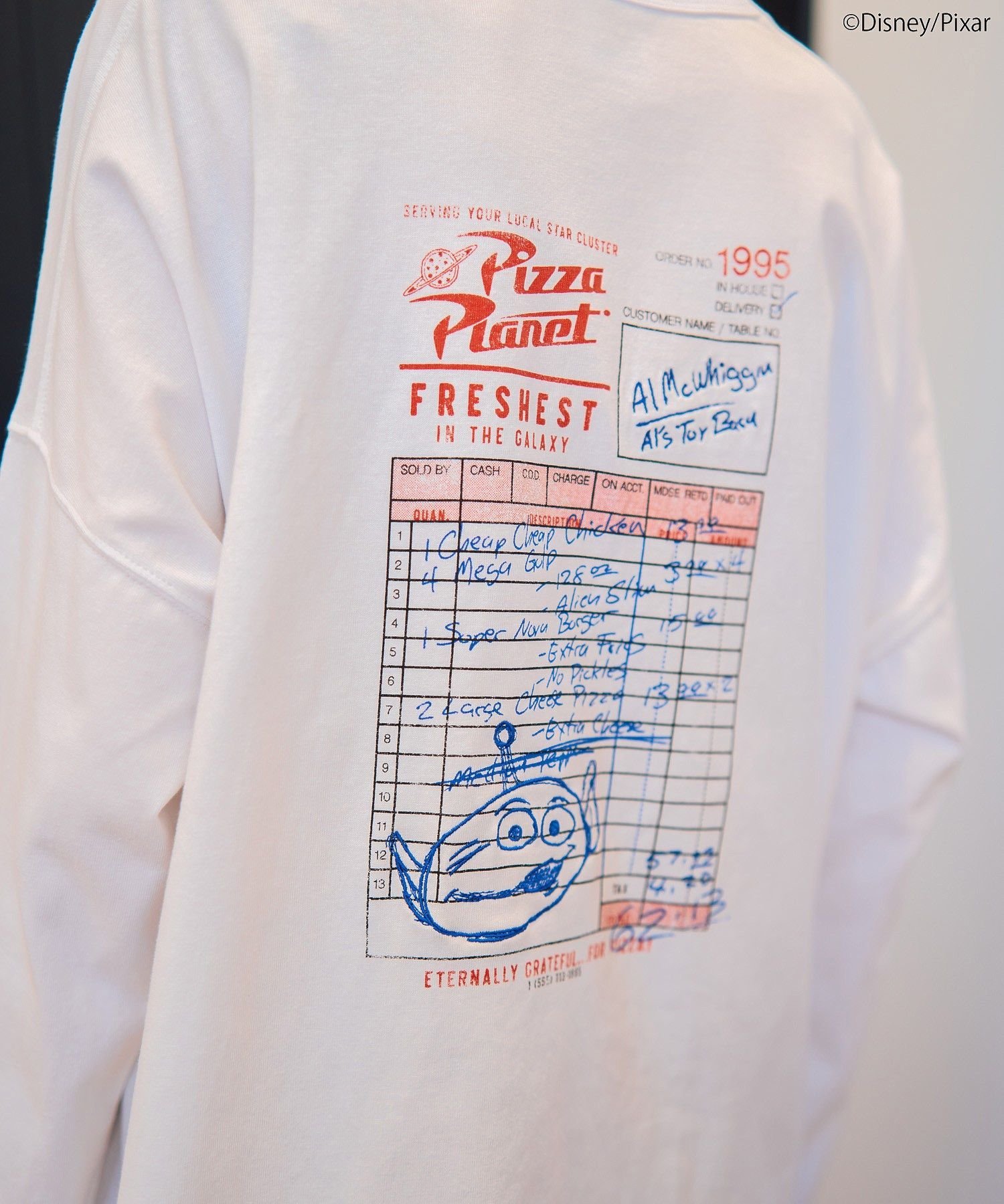 Disney collection by AMERICAN HOLIC Pizza Planet オーダーメモロングTシャツ アメリカン ホリック トップス カットソー・Tシャツ ホワイト【送料無料】のサムネイル