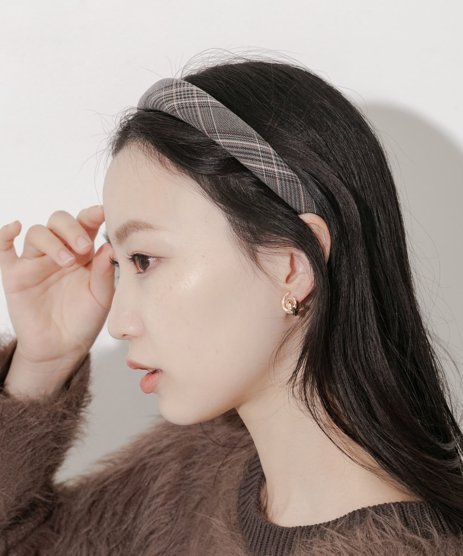 SMELLY グレンチェックカチューシャ スメリー アクセサリー・腕時計 その他のアクセサリー・腕時計 グレー