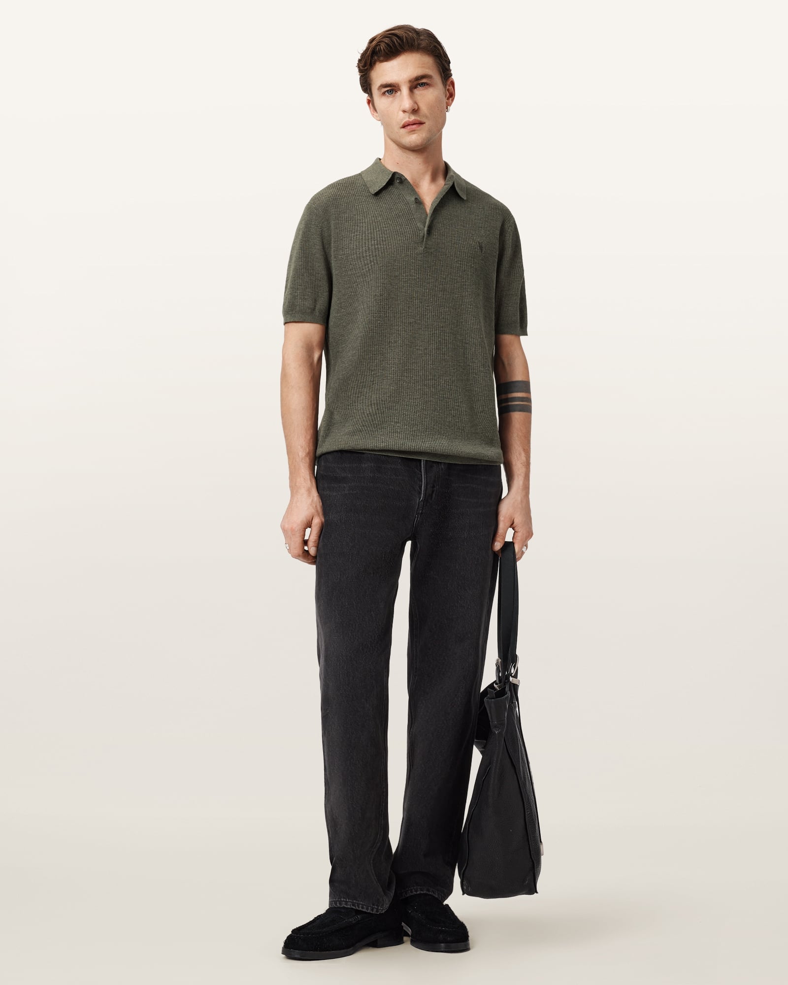 ALLSAINTS (M)AUBREY SS POLO オールセインツ トップス ポロシャツ グリーン【送料無料】