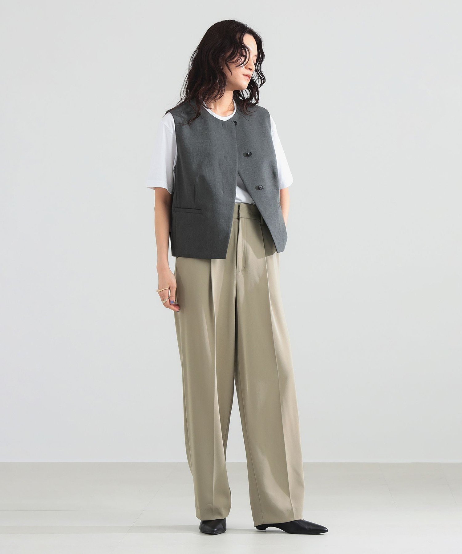 Demi-Luxe BEAMS オックス 比翼 ミニジレ デミルクス ビームス ジャケット・アウター ダウンジャケット・ダウンベスト グレー ベージュ【送料無料】
