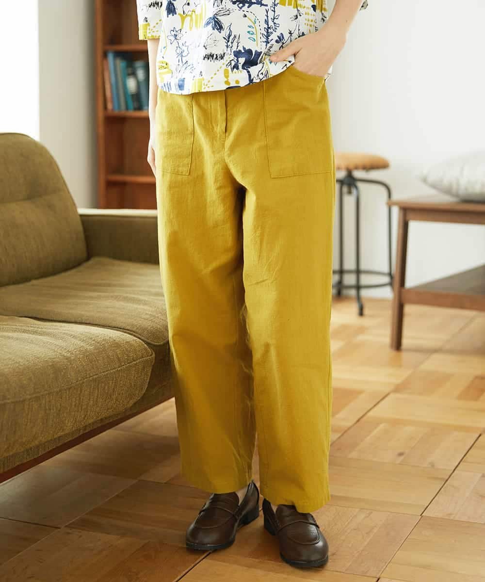 （小さいサイズ） [セットアップ対応]コットンナチュラルワッシャーベイカーパンツ メゾンドゥサンク パンツ その他のパンツ グリーン イエロー