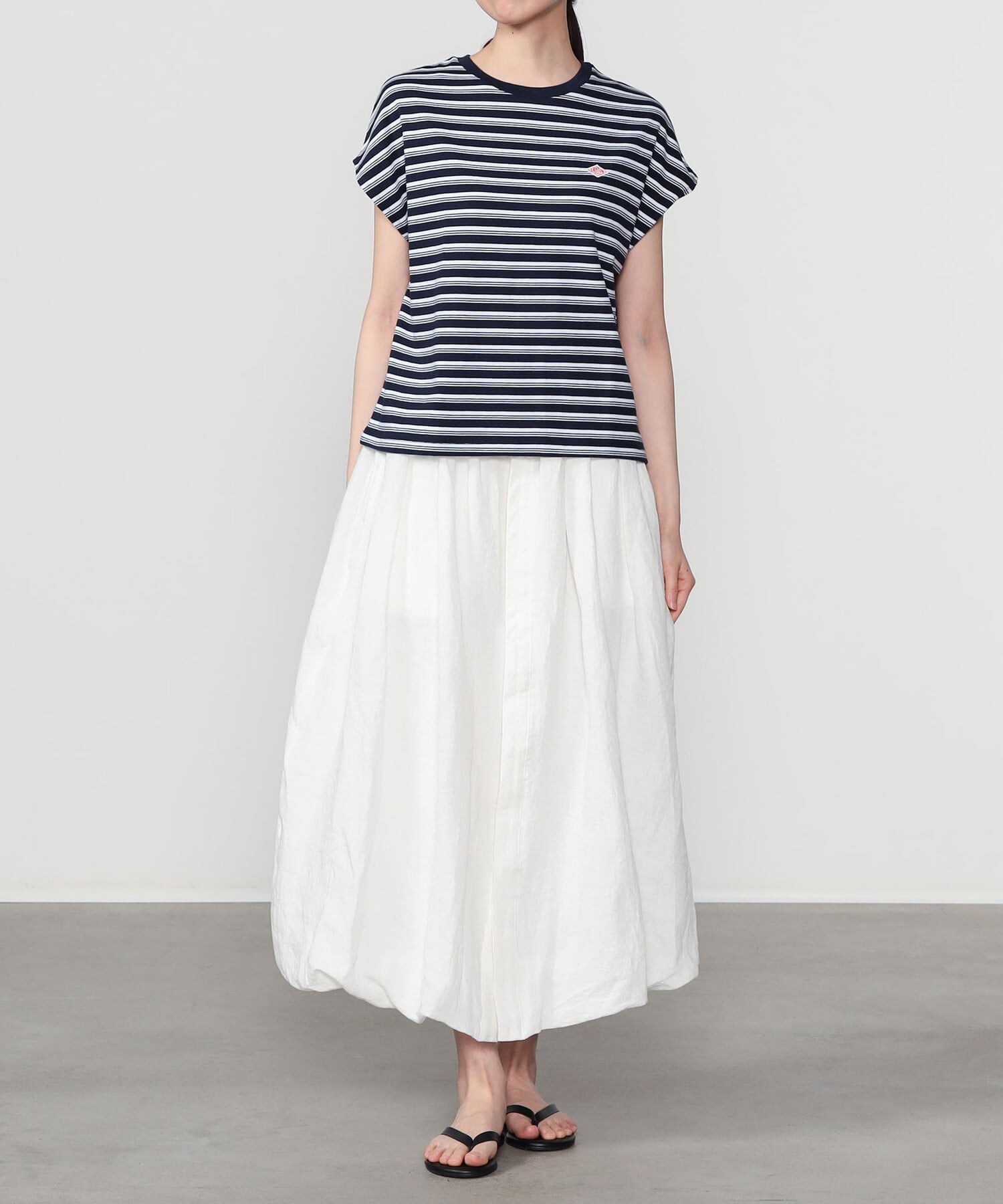Bshop DANTON ｜ ボーダー コットン天竺 ドルマンショートスリーブTシャツ WOMEN ビショップ トップス カットソー・Tシャツ ホワイト ネイビー