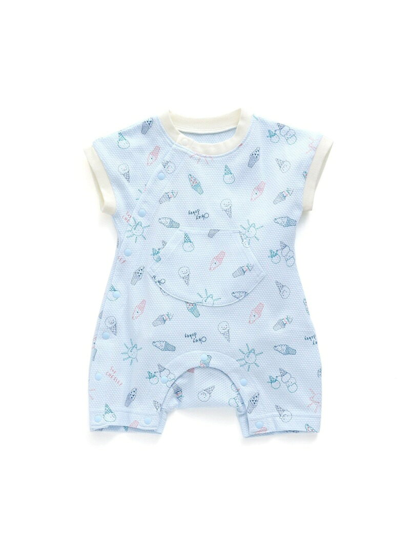 【SALE／50%OFF】apres les cours アイス柄ロンパス エフオーオンラインストア マタニティウェア・ベビー用品 ロンパース・カバーオール ホワイト ブルー
