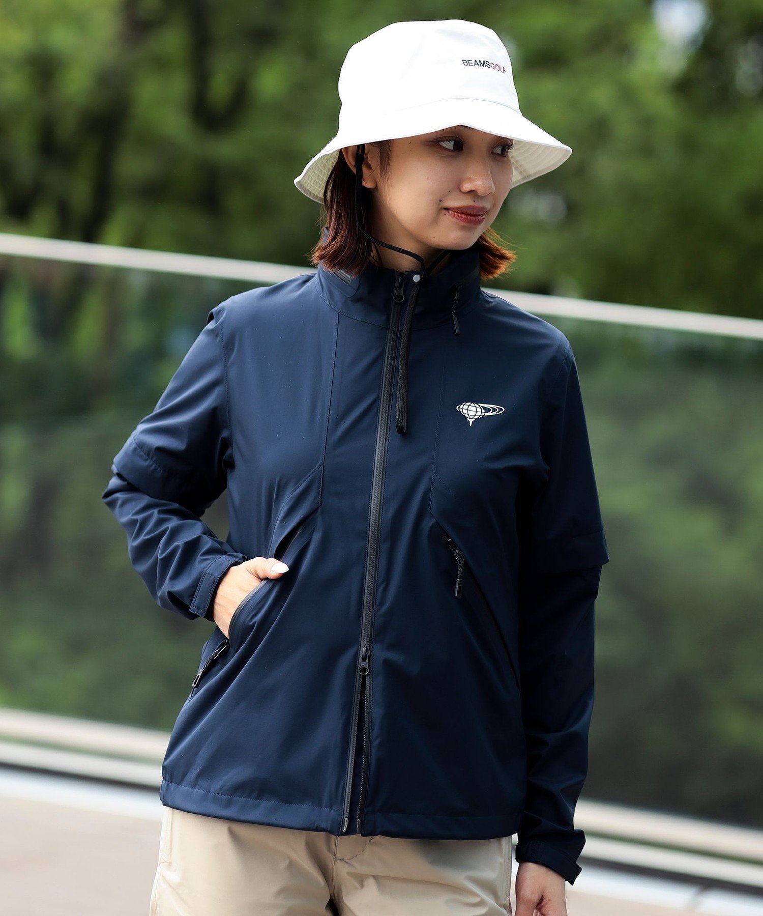 BEAMS GOLF ORANGE LABEL ORANGE LABEL / 2WAY 撥水レインブルゾン 雨対策 自転車用 レインウェア ビームス ゴルフ ジャケット・アウター その他のジャケット・アウター ホワイト ベージュ ネイビー【送料無料】