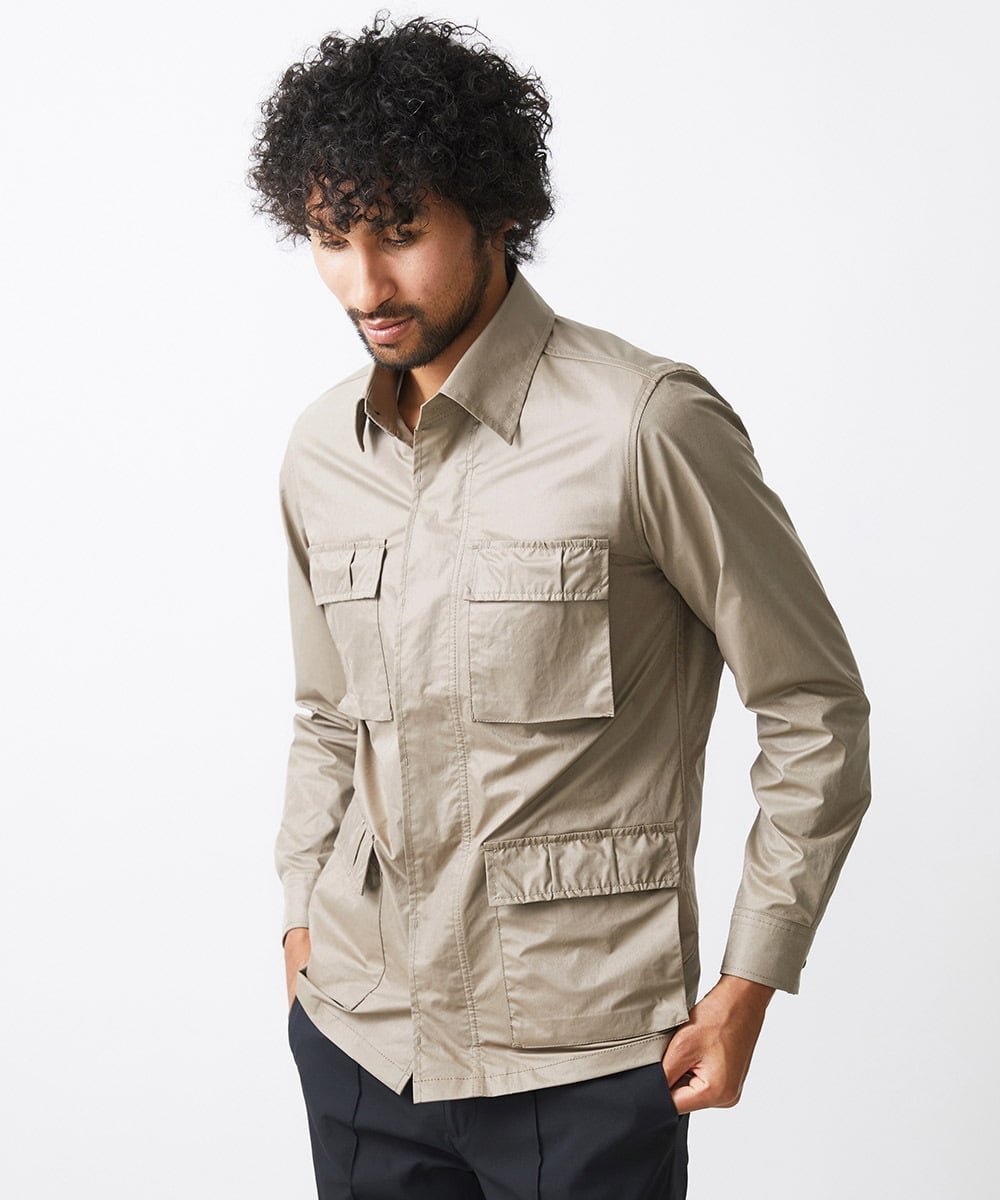 【SALE/40%OFF】MICHEL KLEIN HOMME ヴィンテージ調ツイルシャツジャケット セットアップ ミッシェルクランオム スーツ・フォーマル スーツジャケット ベージュ ブラック【送料無料】