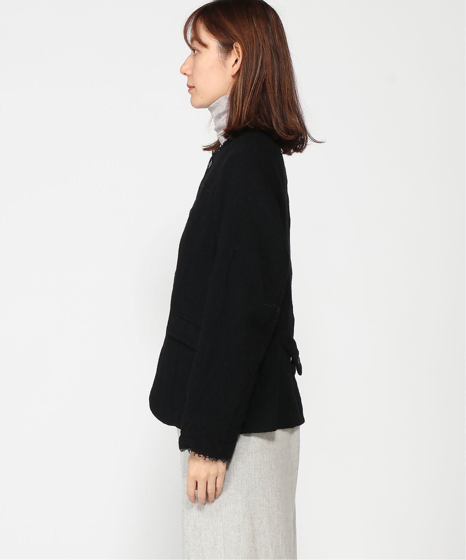 【SALE／30%OFF】pas de calais pas de calais　ガーゼタンブラー千鳥柄　ジャケット パドカレ ジャケット・アウター ノーカラージャケット ブラック グレー【送料無料】