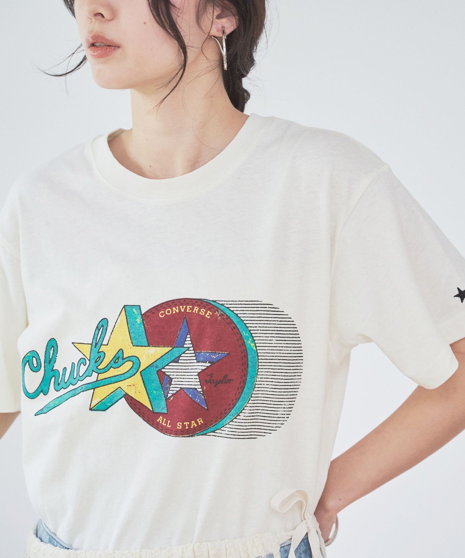 【SALE／40%OFF】coen CONVERSE スラブ天竺半袖Tシャツ コーエン トップス カットソー・Tシャツ ホワイト レッド