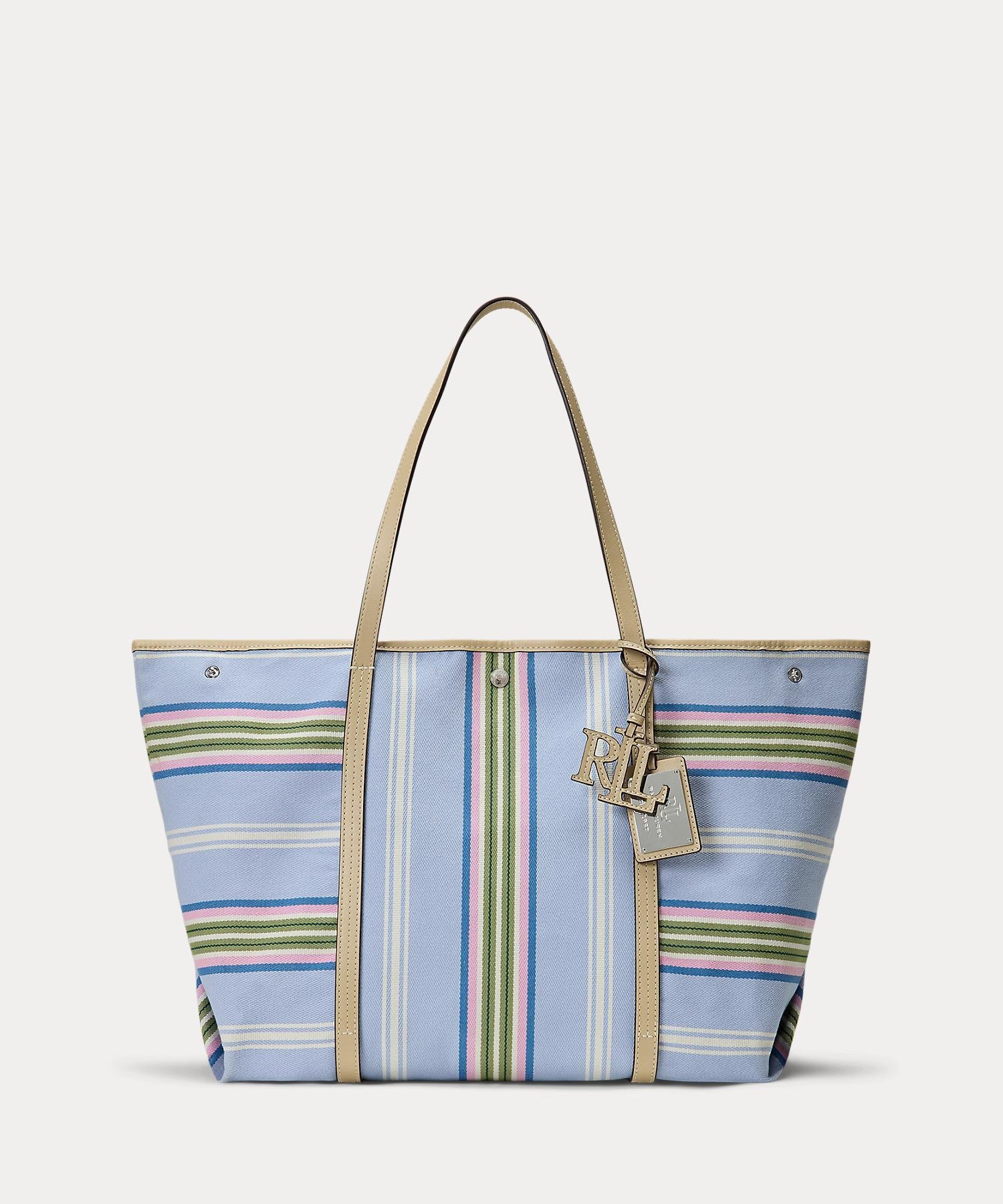 LAUREN RALPH LAUREN ストライプド ツイル ラージ Emerie トート ラルフローレン バッグ トートバッグ【送料無料】