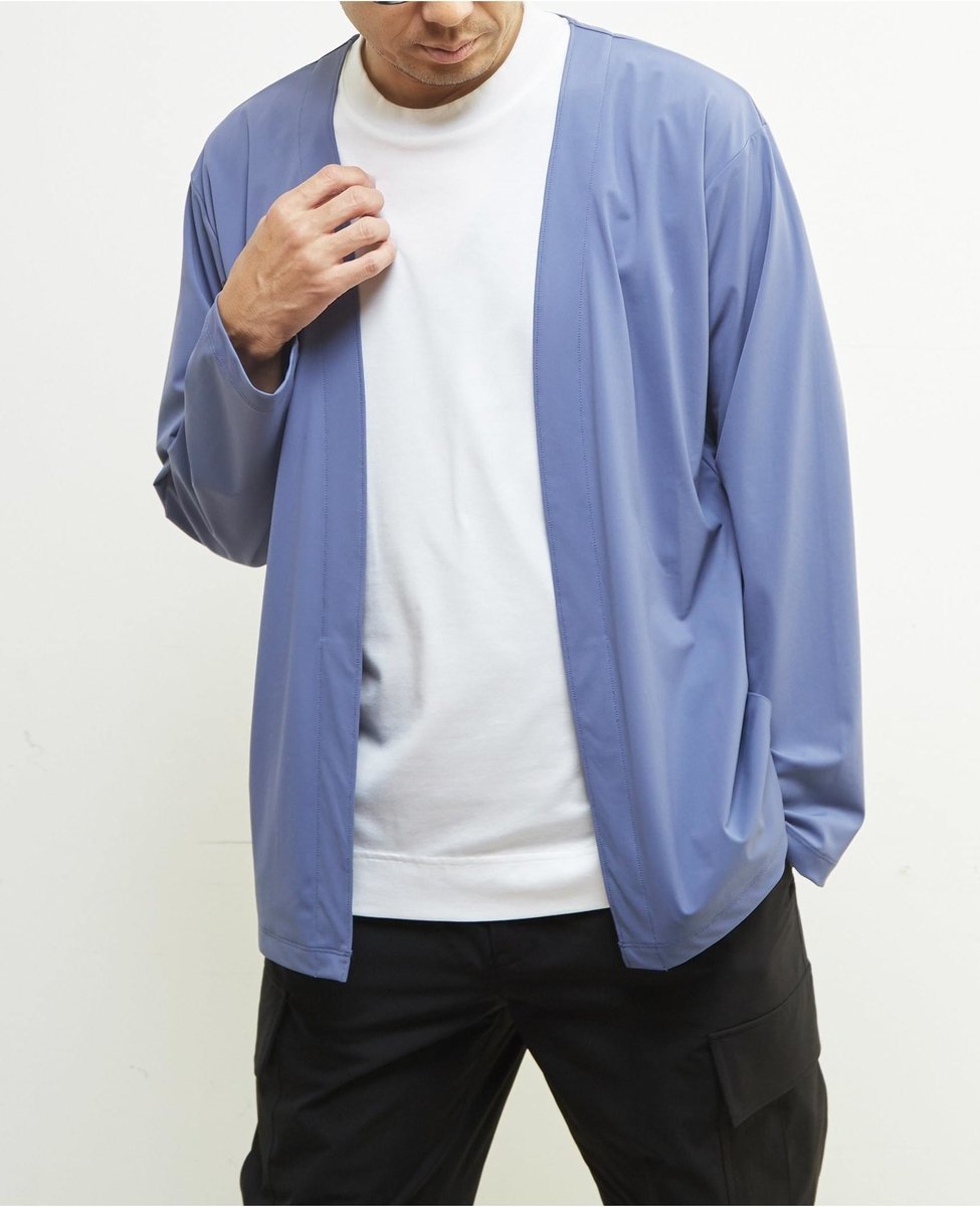 MEN'S MELROSE 【MASTER FRAME/マスターフレーム】氷結TOUCH ノーカラーカーディガン ｜ 接触冷感 メンズメルローズ トップス カーディガン ベージュ ブラック ブルー