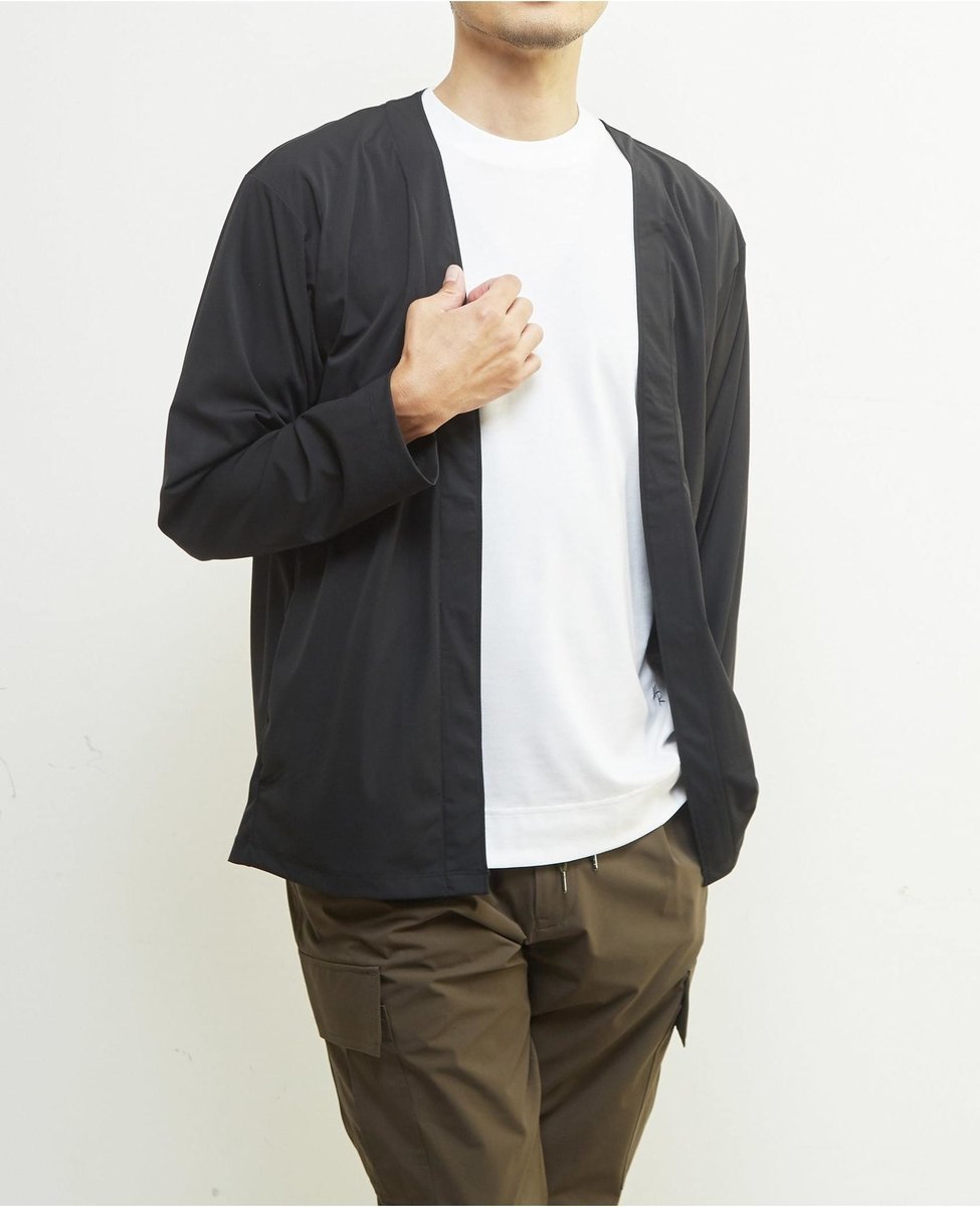 MEN'S MELROSE 【MASTER FRAME/マスターフレーム】氷結TOUCH ノーカラーカーディガン ｜ 接触冷感 メンズメルローズ トップス カーディガン ベージュ ブラック ブルー