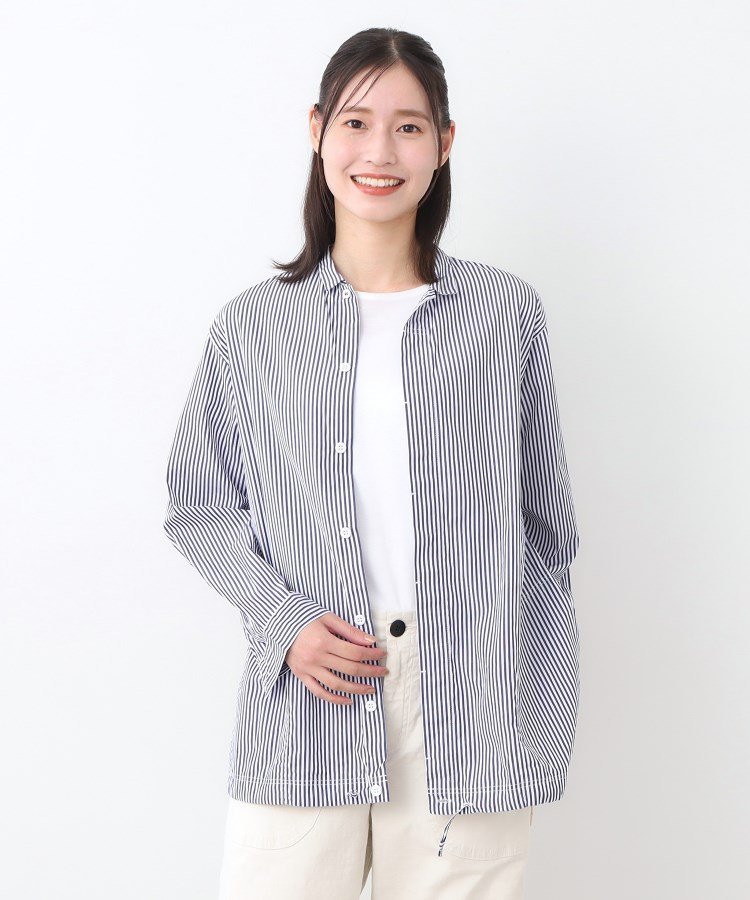 LAURA ASHLEY HOME 【日本製/ワンマイルウエア】100番双糸使用 コットンオーバーシャツ ローラ アシュレイ トップス シャツ・ブラウス ブルー グレー