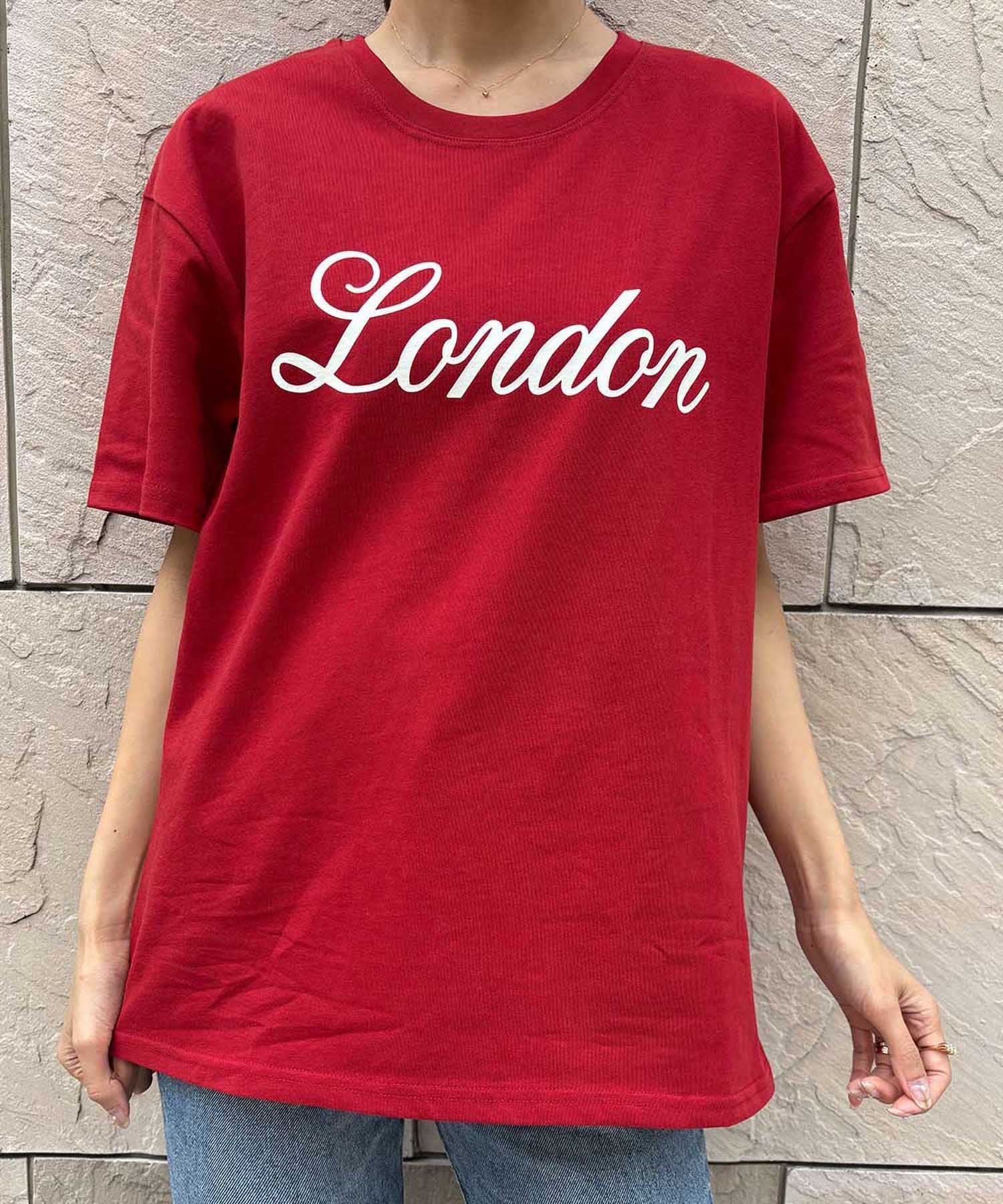 LOWO 綿混ロゴプリントTシャツ カットソー リバーフィールド アンド コー トップス カットソー・Tシャツ ホワイト グレー レッド