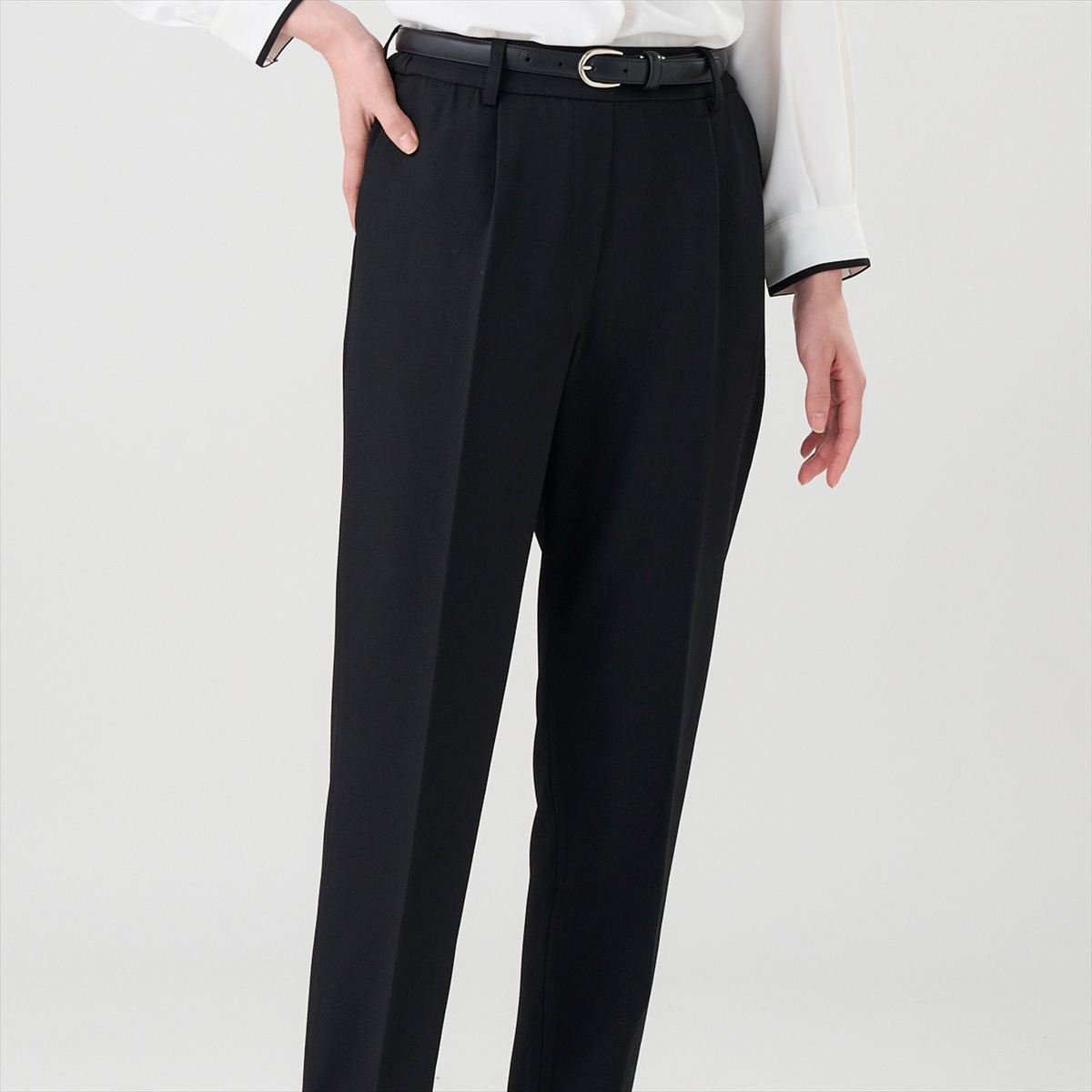 テーパード パンツ セットアップ可能 レディース BL10J500DH00X00-49 トーキョーシャツ パンツ スラックス・ドレスパンツ ブラック