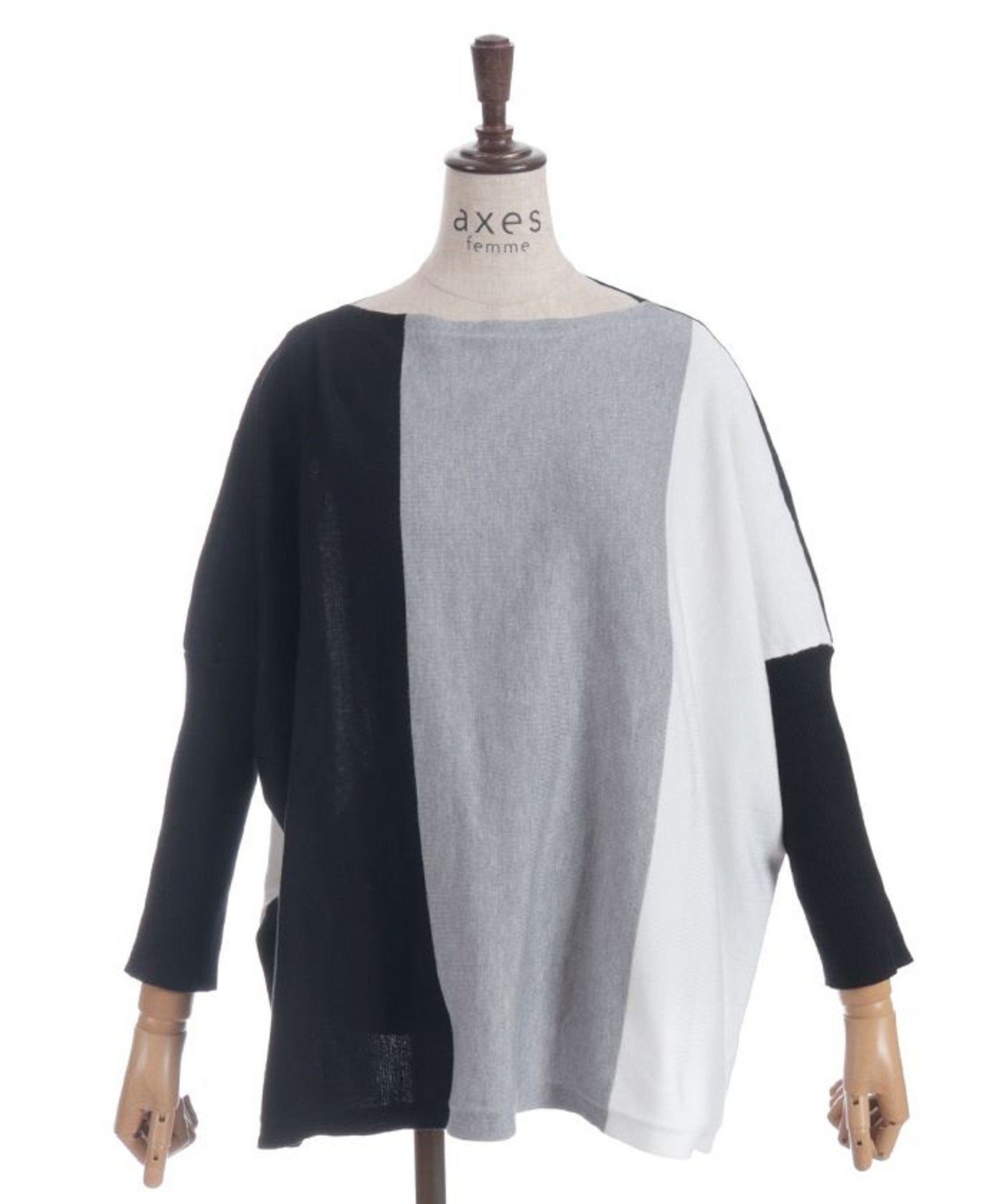 【SALE／42%OFF】axes femme 配色ニットプルオーバー アクシーズファム トップス ニット グレー