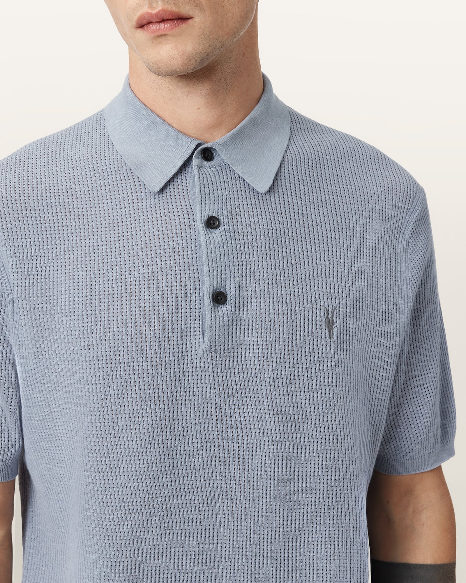 ALLSAINTS (M)AUBREY SS POLO オールセインツ トップス ポロシャツ ブルー【送料無料】