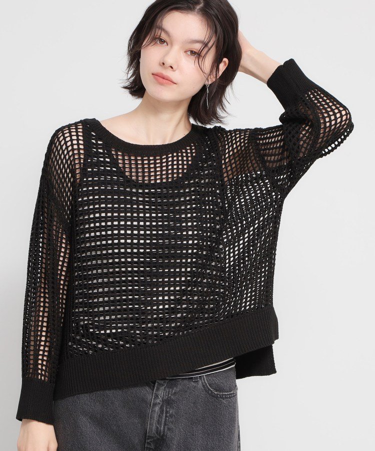 【SALE／49%OFF】THE SHOP TK メッシュニットプルオーバー ザ ショップ ティーケー トップス ニット グレー ブラウン ブラック