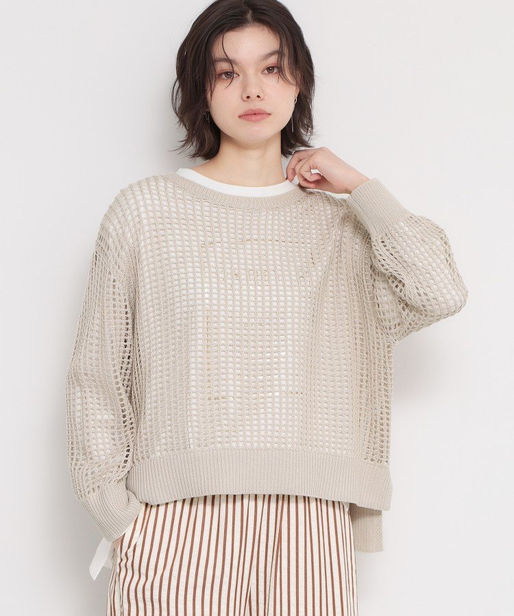 THE SHOP TK メッシュニットプルオーバー ザ ショップ ティーケー トップス ニット グレー ブラウン ブラック