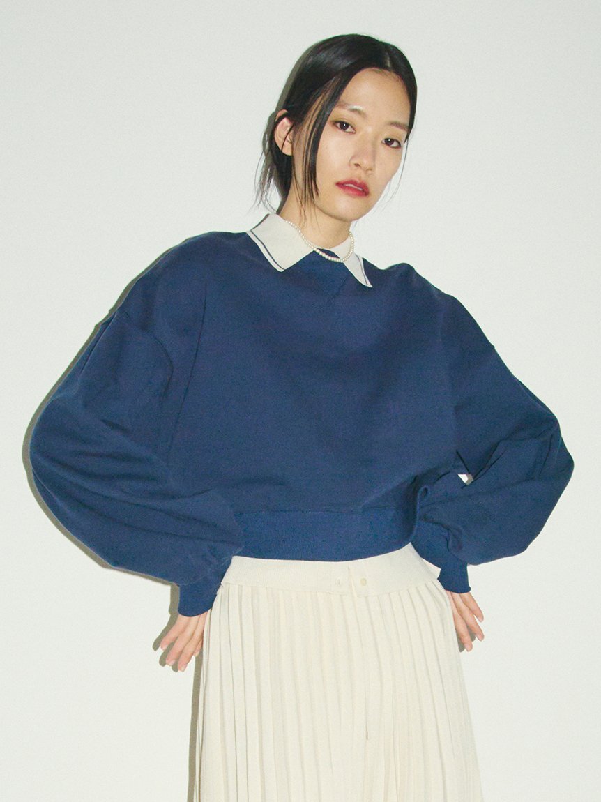 【SALE／50%OFF】Mila Owen フォルムスリーブショートトレーナー ミラオーウェン トップス スウェット・トレーナー ピンク ネイビー【送料無料】 stylife-15536335 Rakuten Fashion サンプル画像3