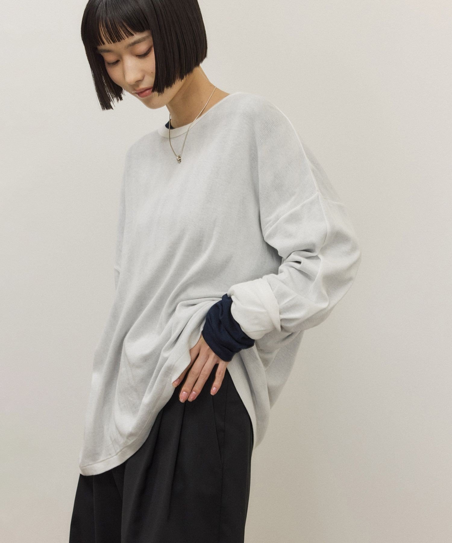 ADAM ET ROPE' FEMME 【Miller for ADAM ET ROPE'】別注 L/S SHEER TEE(2PACK) アダムエロペ トップス カットソー・Tシャツ レッド ホワイト【送料無料】