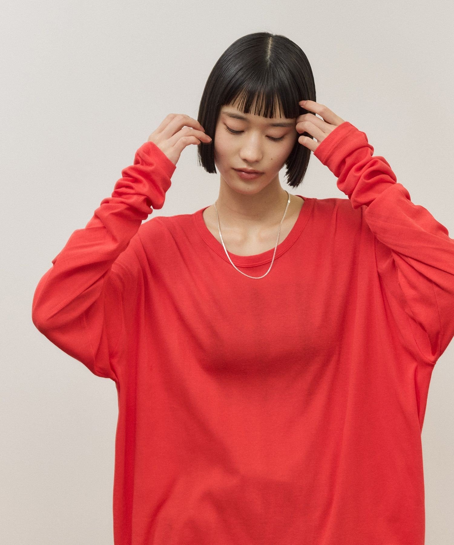 ADAM ET ROPE' FEMME 【Miller for ADAM ET ROPE'】別注 L/S SHEER TEE(2PACK) アダムエロペ トップス カットソー・Tシャツ レッド ホワイト【送料無料】
