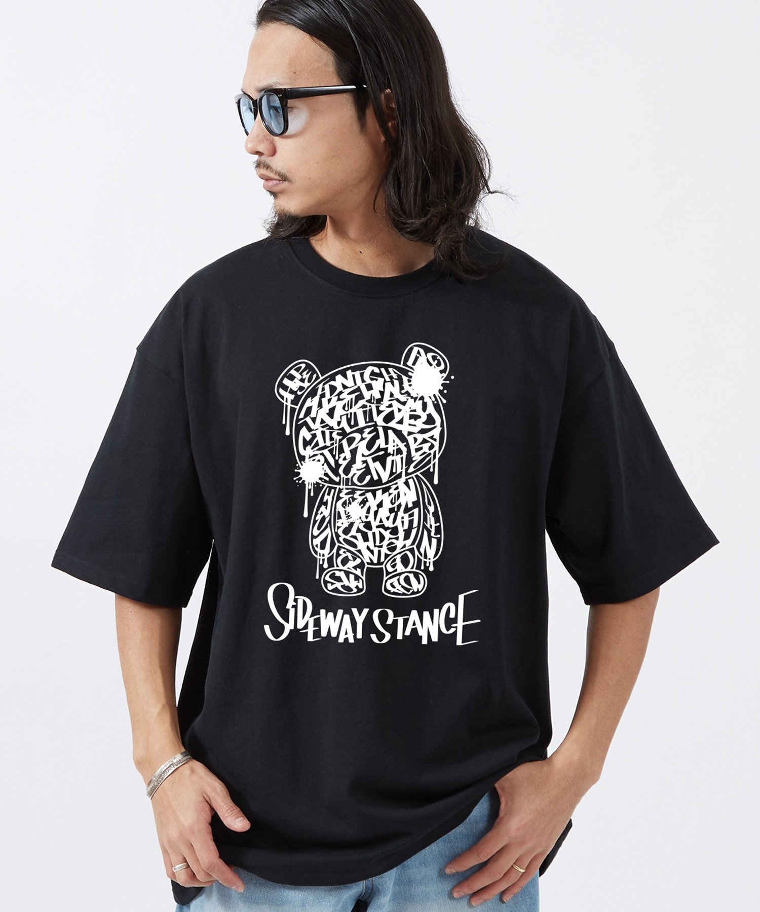 【SALE／10%OFF】SIDEWAY STANCE SIDEWAY STANCE サイドウェイスタンス グラフィティーベアー 半袖Tシャツ インプローブス トップス カットソー・Tシャツ ブラック ホワイト