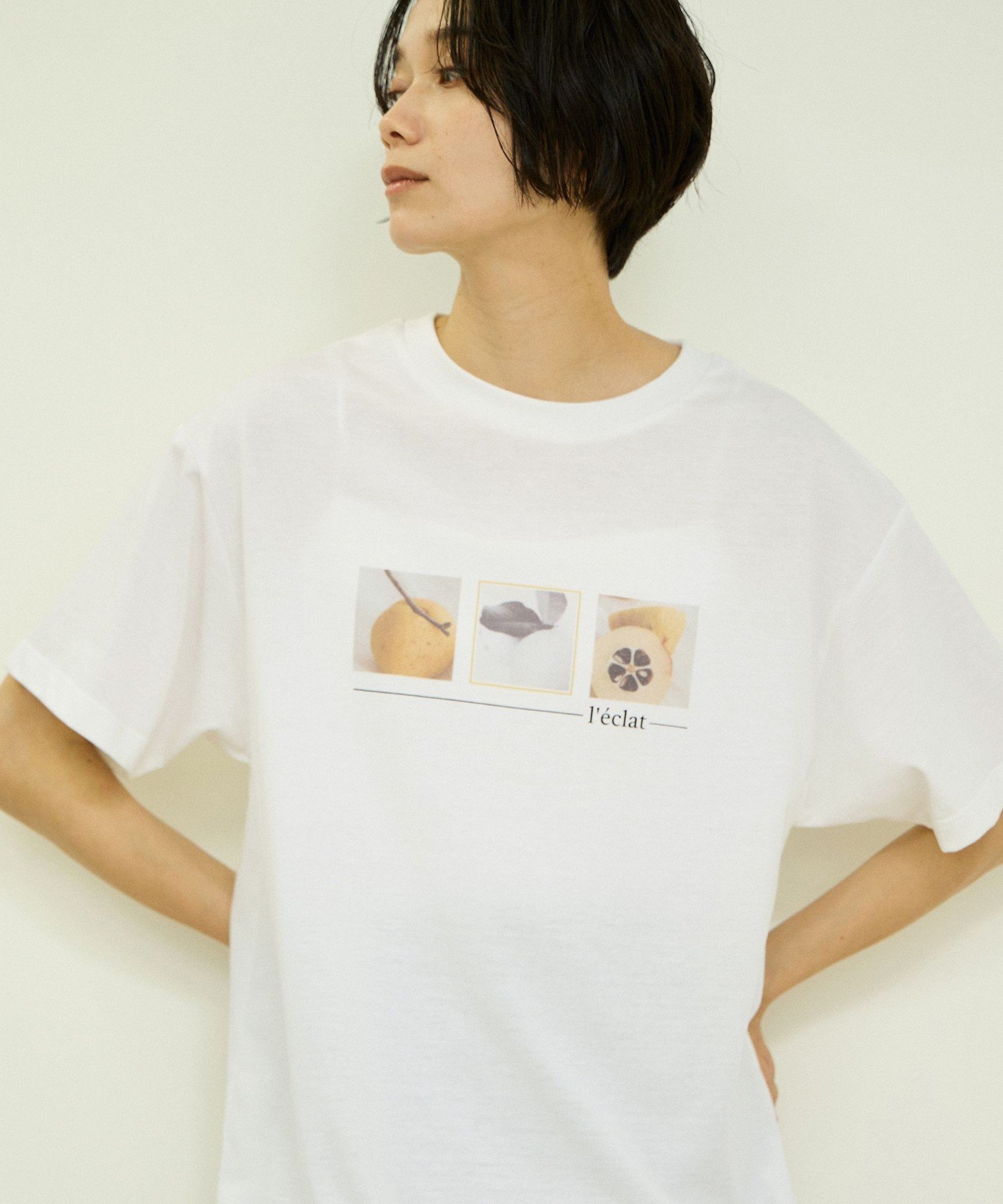 VICKY 接触冷感フルーツTシャツ ビッキー トップス カットソー・Tシャツ グリーン イエロー ピンク