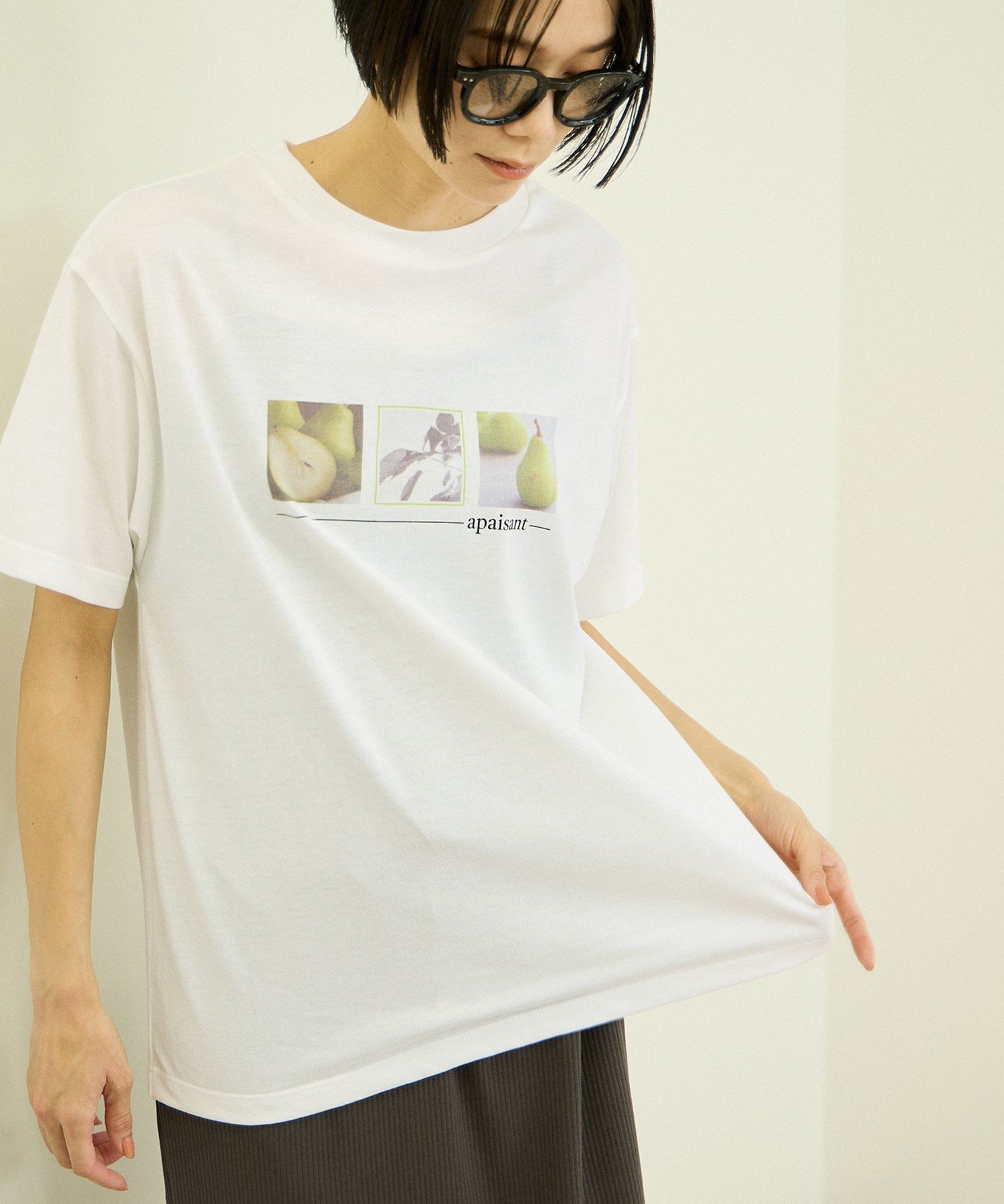 VICKY 接触冷感フルーツTシャツ ビッキー トップス カットソー・Tシャツ グリーン イエロー ピンク