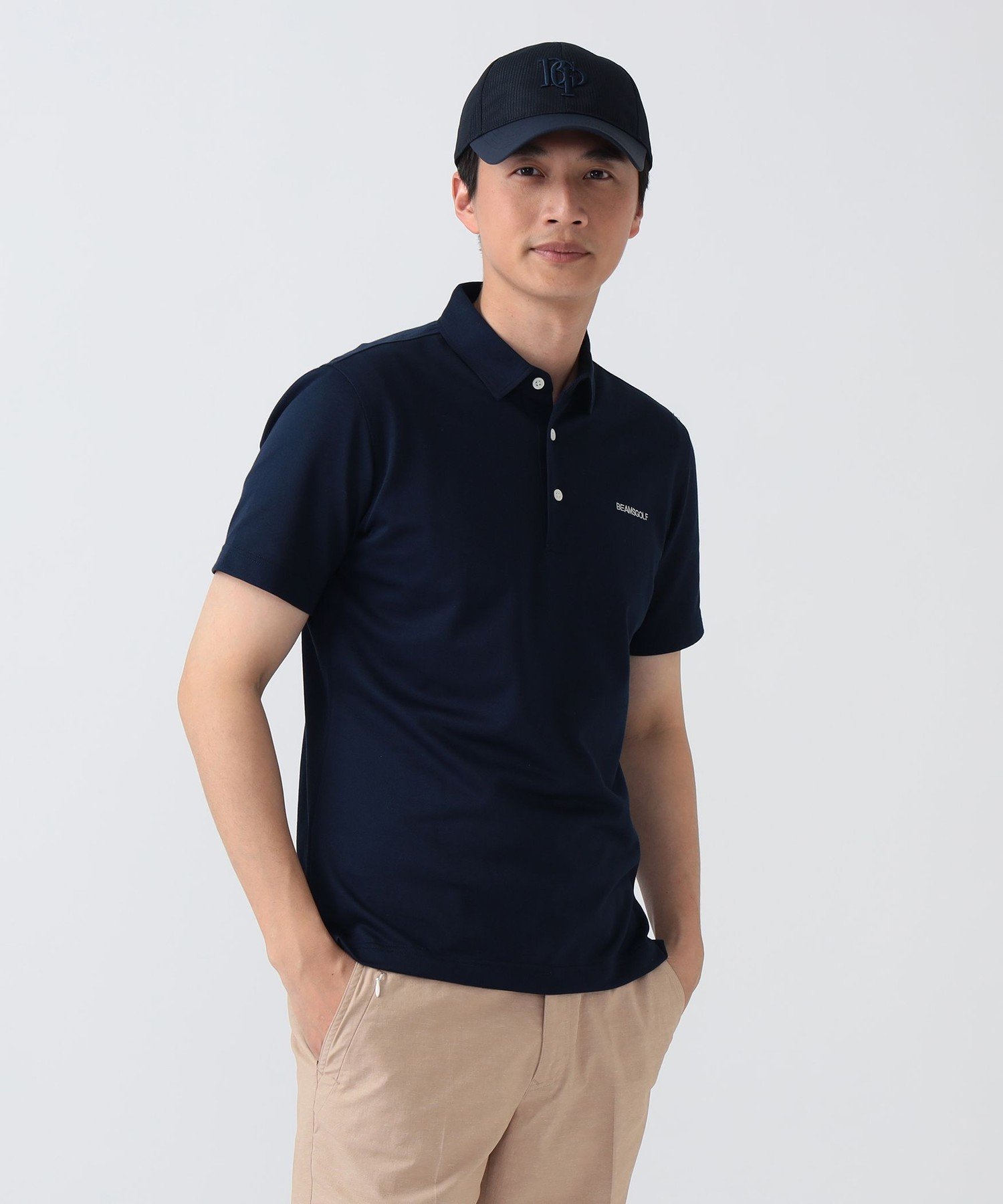 BEAMS GOLF PURPLE LABEL PURPLE LABEL / シャンブレー 鹿の子 ポロシャツ ビームス ゴルフ トップス スウェット・トレーナー ネイビー グレー【送料無料】