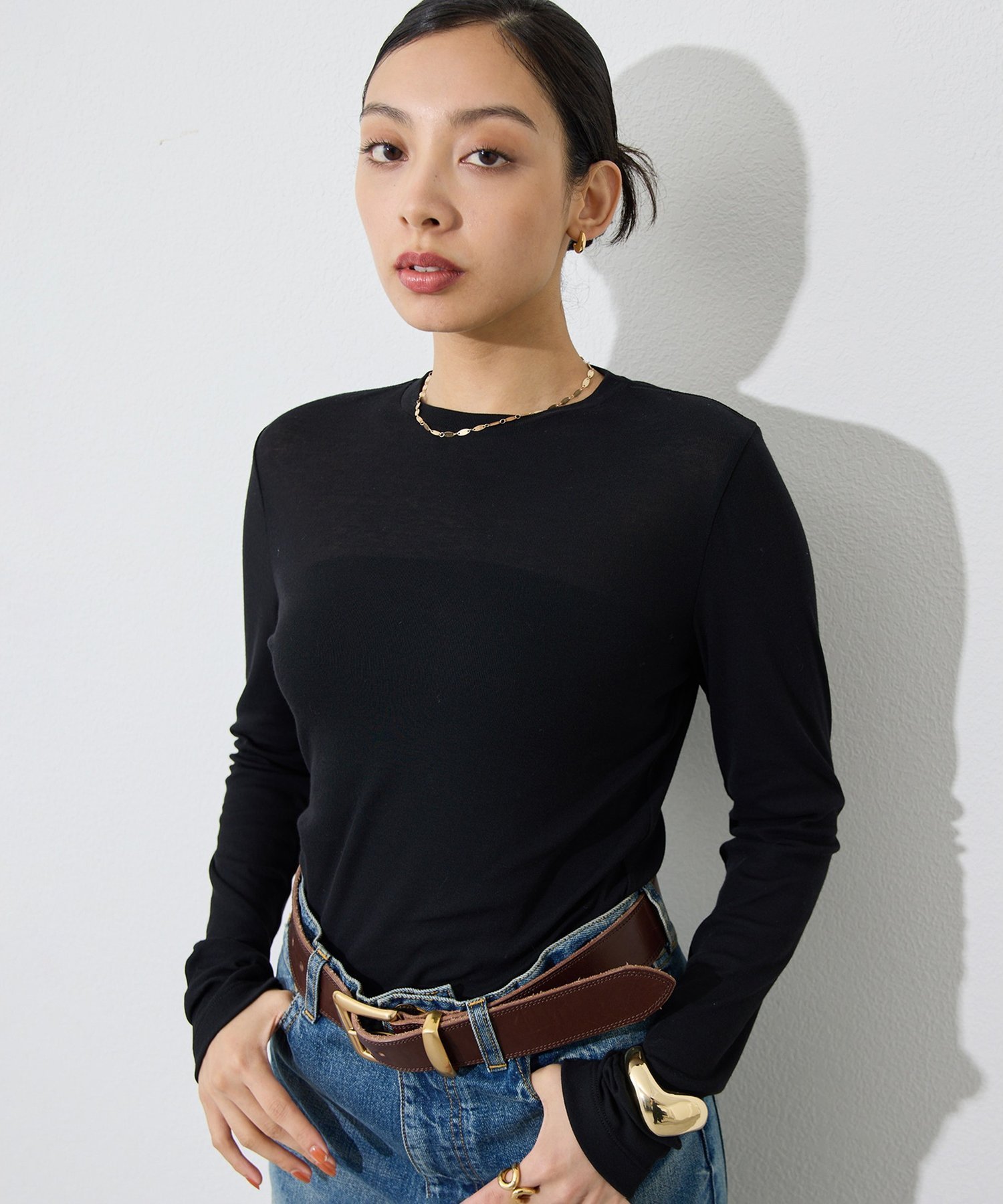 Whim Gazette コットン強撚フライスプルオーバー ウィム ガゼット トップス カットソー・Tシャツ ホワイト ブラック