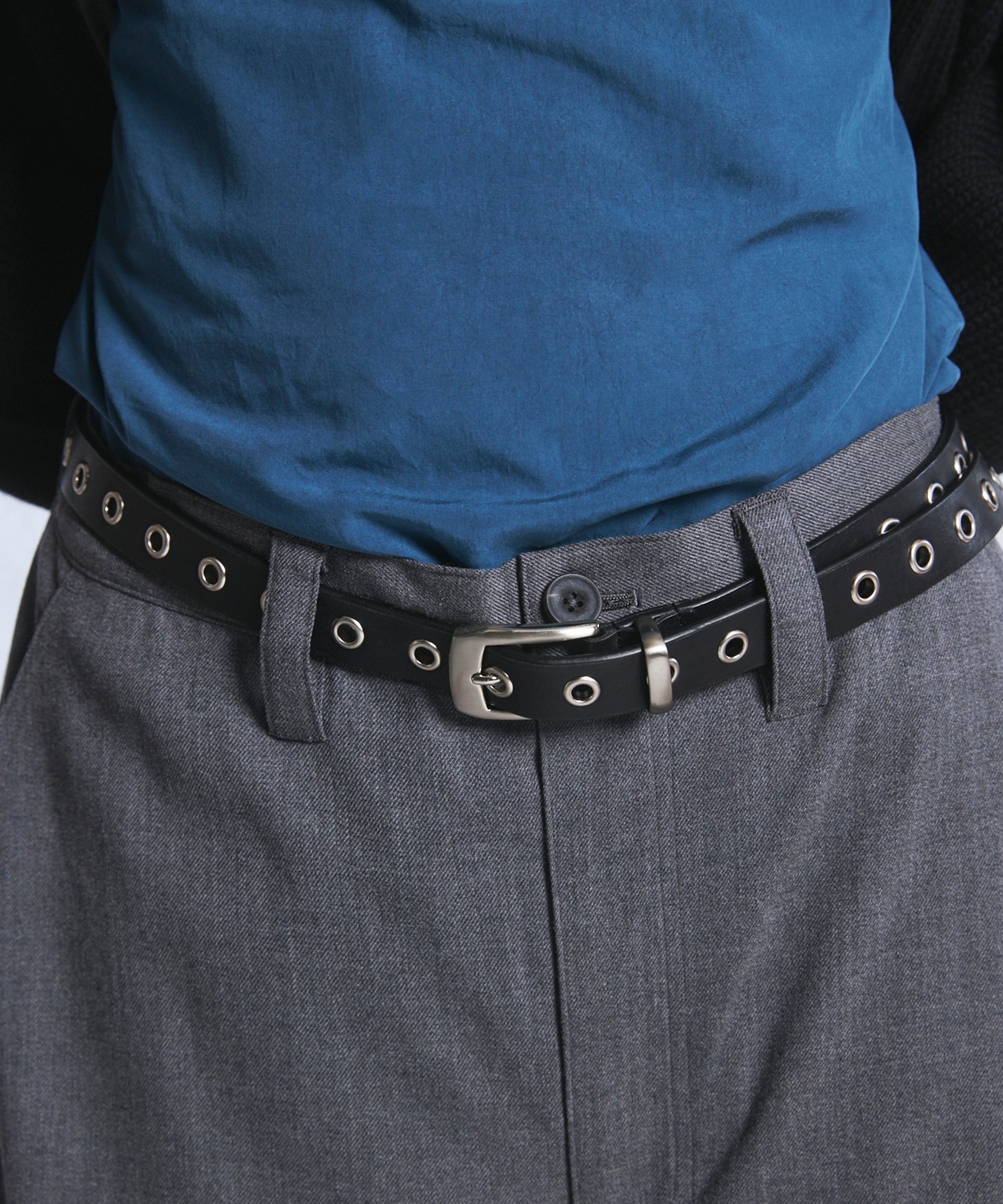 MAISON SPECIAL Italian Leather Eyelet Belt メゾンスペシャル ファッション雑貨 ベルト ブラック【送料無料】