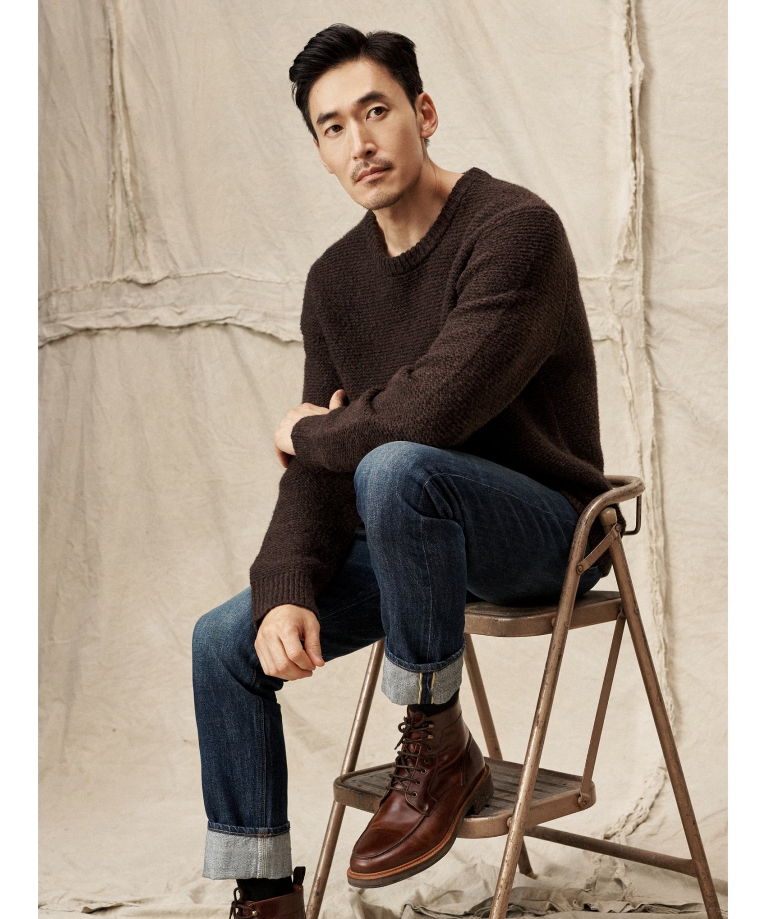 BANANA REPUBLIC (M)Albero コットンメリノ セーター バナナ・リパブリック トップス ニット ブラウン オレンジ ホワイト【送料無料】のサムネイル