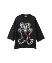 HYSTERIC GLAMOUR FIRE BEAR オーバーサイズ八分袖Tシャツ ヒステリックグラマー トップス カットソー Tシャツ ブラック ホワイト レッド【送料無料】