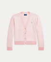 POLO RALPH LAUREN (ガールズ 7才~16才)ギンガム コットン Vネック カーディガン ラルフローレン トップス カーディガン ピンク【送料無...