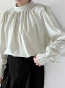 【SALE/30%OFF】Doux Belle スタンドカラーバックリボンブラウス ドゥー・ベル トップス その他のトップス ベージュ ブルー ブラック