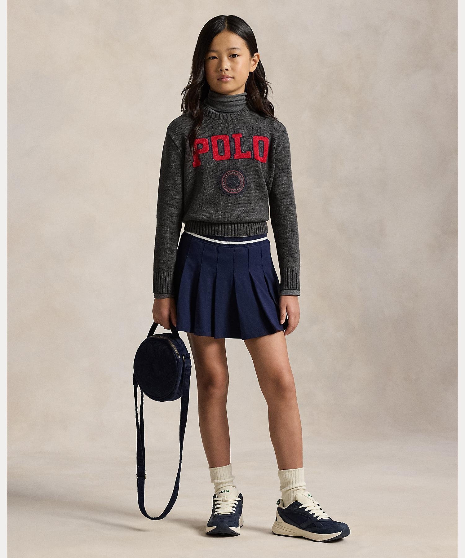 POLO RALPH LAUREN (ガールズ 7才~16才)プリーテッド コットン ジャージー スコート ラルフローレン スカート その他のスカート ネイビー...