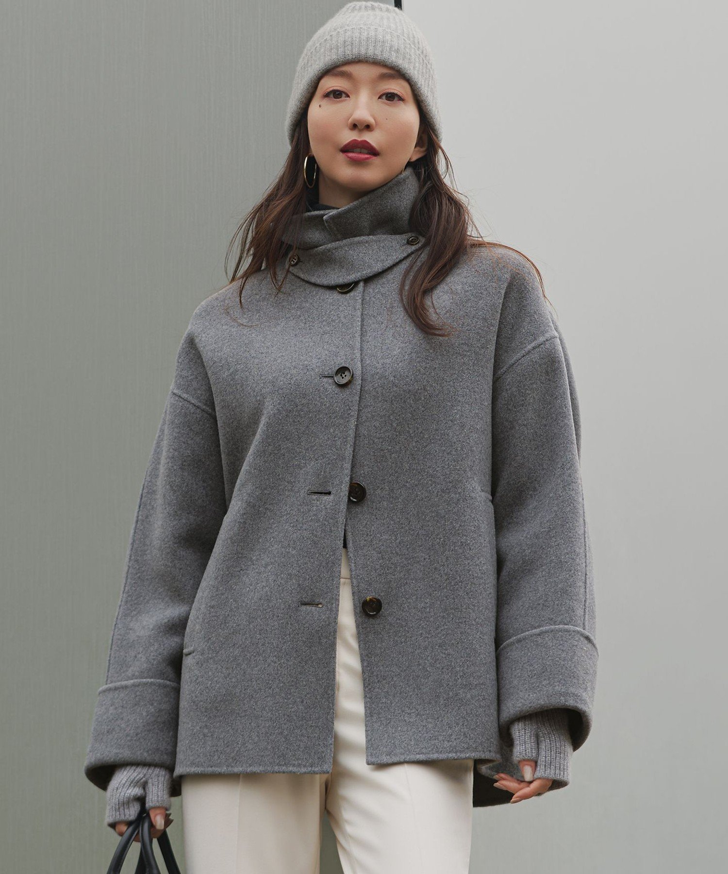 23区 【VERY12月号掲載】MANTECOPure リバー ステンカラーコート ニジュウサンク ジャケット・アウター ステンカラーコート グレー グリーン ブラック【送料無料】のサムネイル