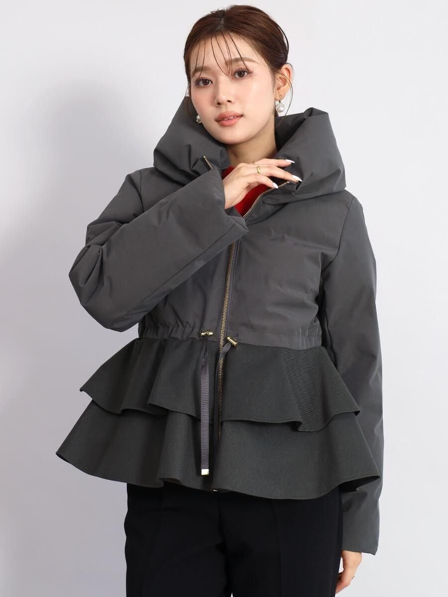 FENNEL フリルペプラムダウンコート ヴァン ジャケット・アウター ダウンジャケット・ダウンベスト ブラック ホワイト グレー【送料無料】