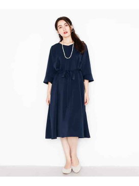 eur3 【大きいサイズ】バックプリーツワンピース エウルキューブ ワンピース ワンピースその他 パープル ネイビー【送料無料】