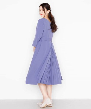 eur3 【大きいサイズ】バックプリーツワンピース エウルキューブ ワンピース ワンピースその他 パープル ネイビー【送料無料】