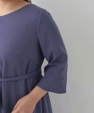 eur3 【大きいサイズ】バックプリーツワンピース エウルキューブ ワンピース ワンピースその他 パープル ネイビー【送料無料】