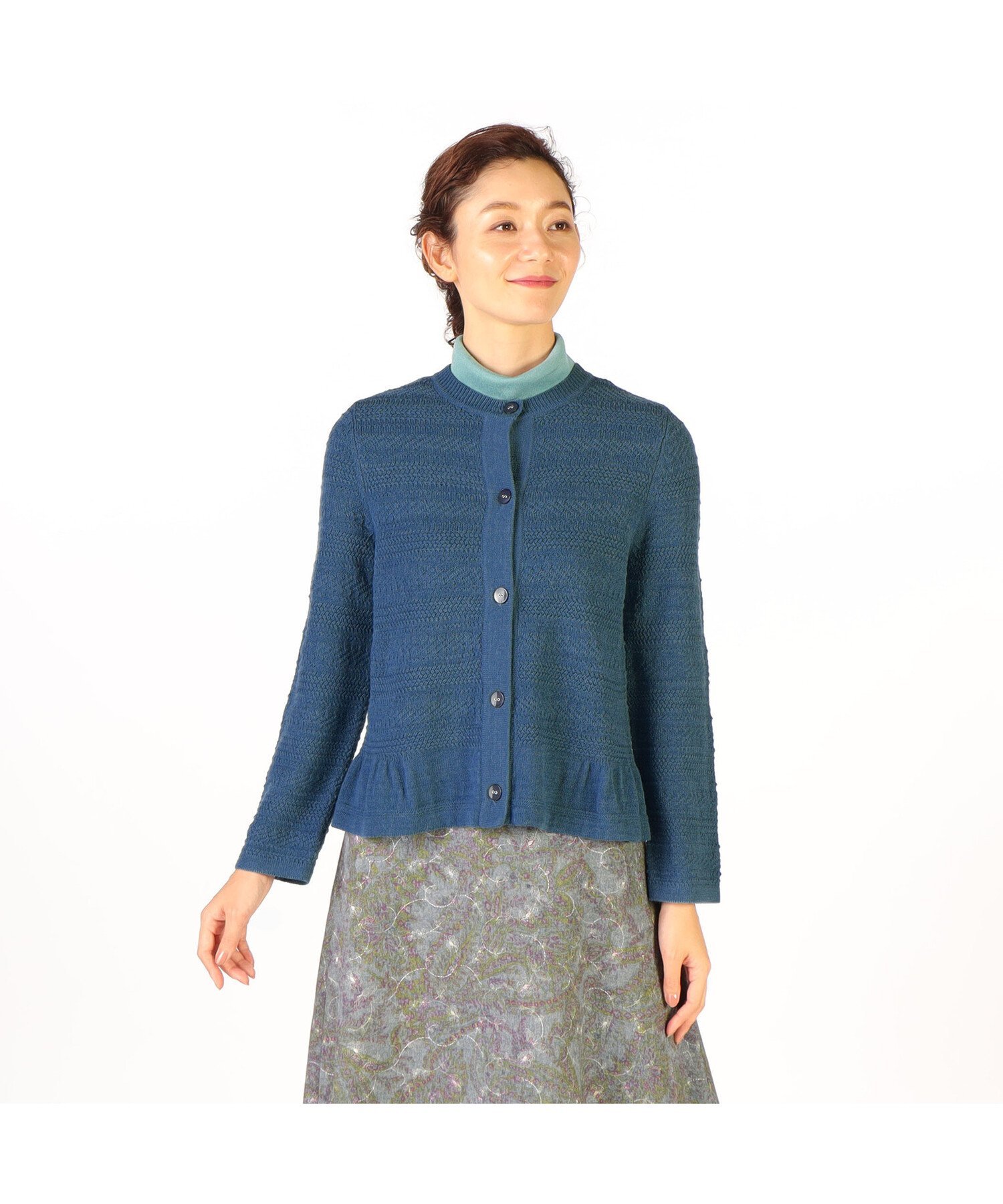 【SALE／69%OFF】SCAPA ミュールニットカーディガン スキャパ トップス ニット ホワイト ブルー【送料無料】
