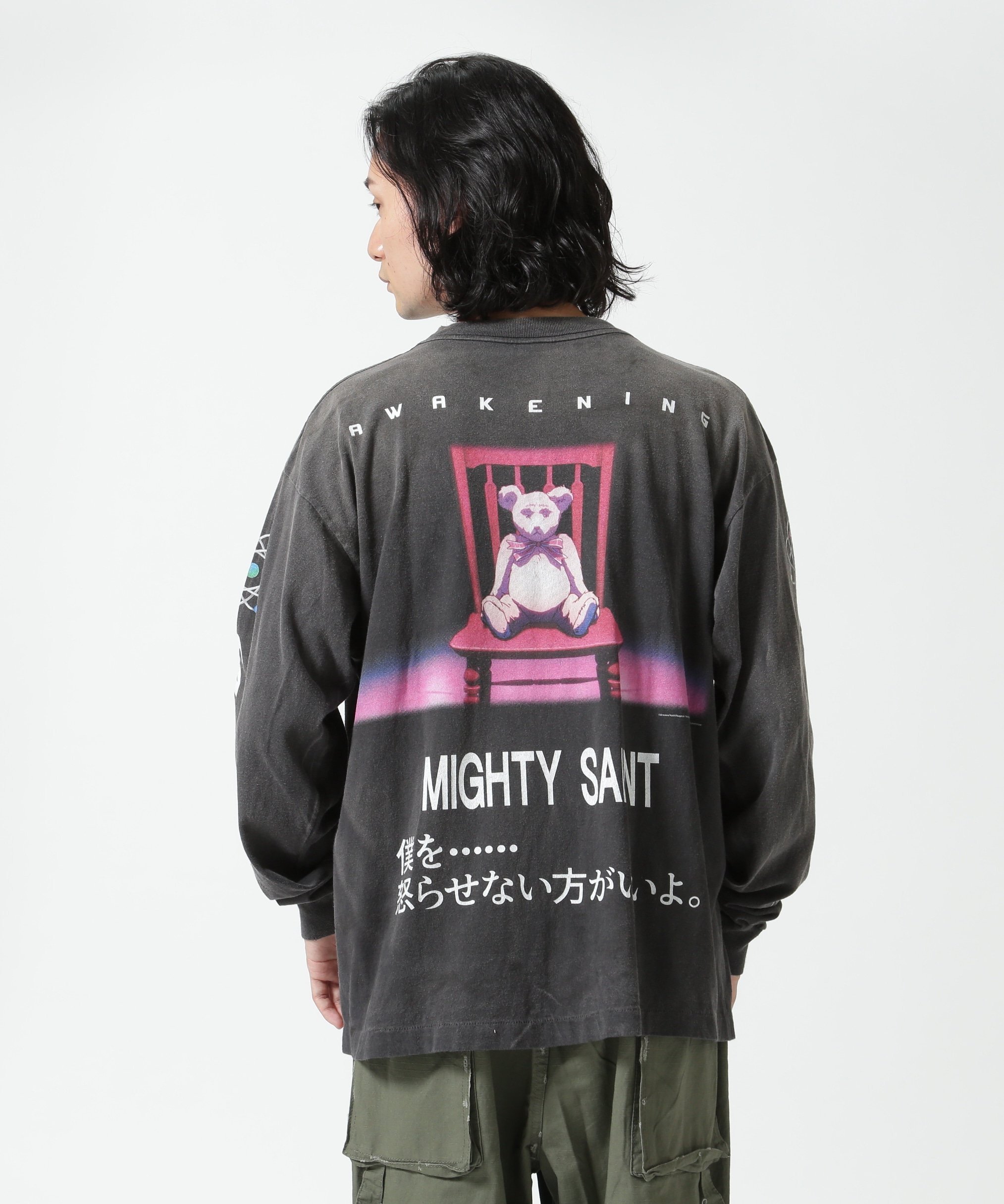 ROYAL FLASH SAINT MICHAEL/セント マイケル/PT_LS TEE/PLUTO/BLACK ロイヤルフラッシュ トップス カットソー・Tシャツ ブラック【送料無料】