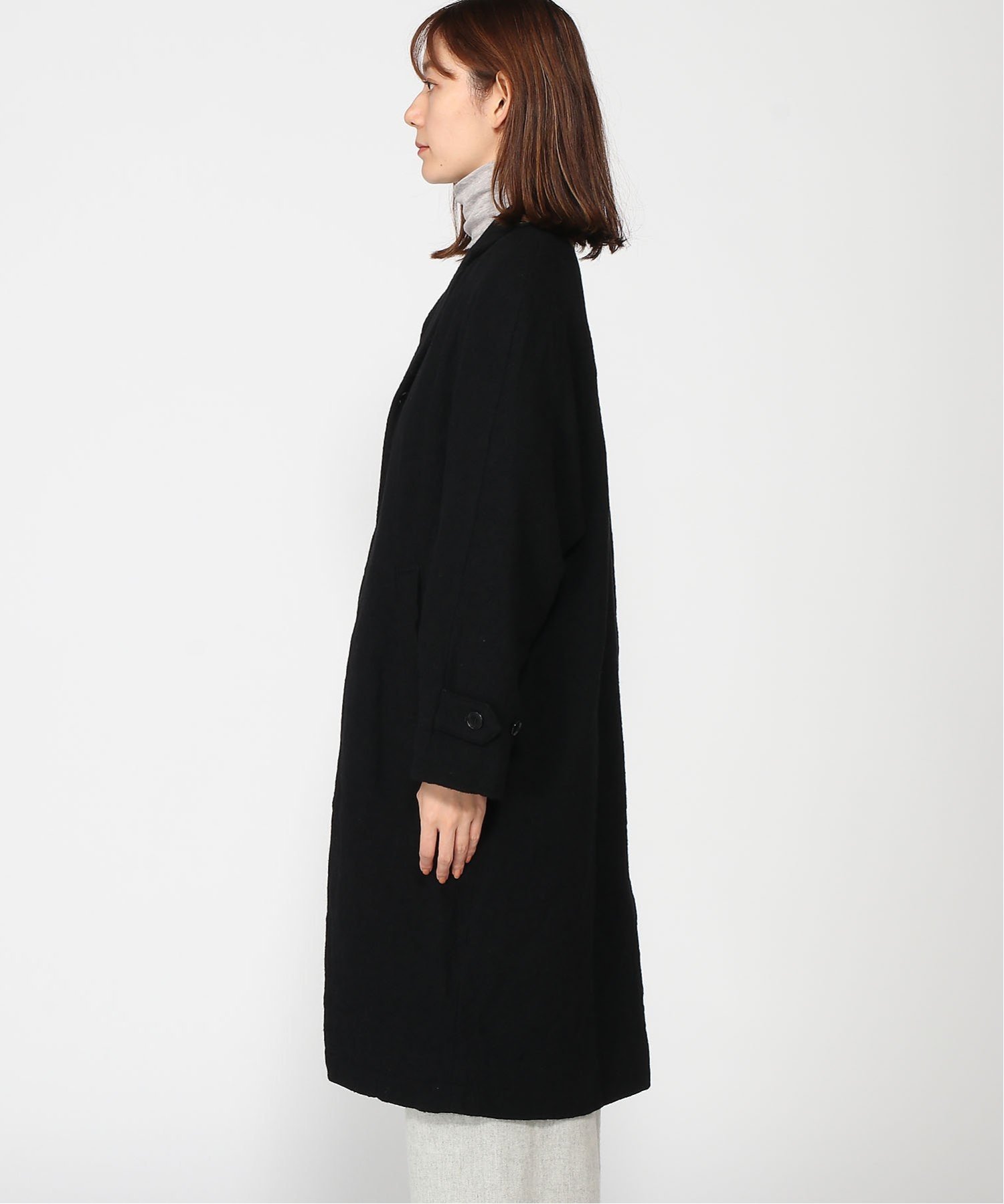 pas de calais pas de calais ガーゼタンブラー千鳥柄 コート パドカレ ジャケット・アウター その他のジャケット・アウター ブラック グレー