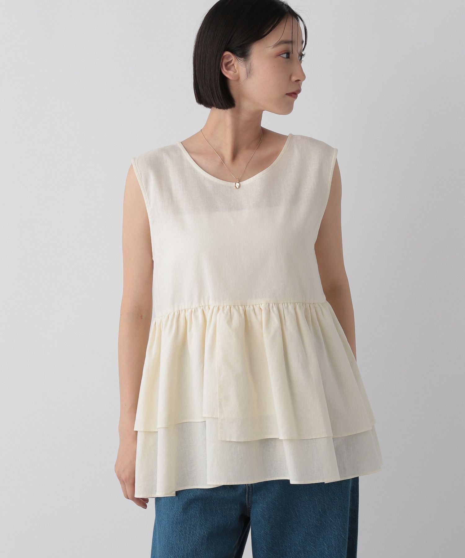 【SALE／40%OFF】LOWRYS FARM ペプラムチュニックノースリーブ ローリーズファーム...