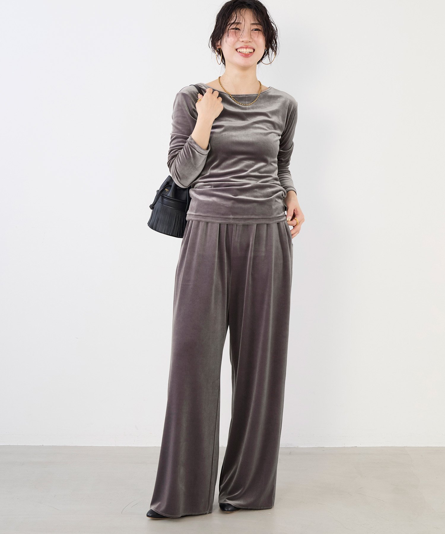 【SALE／30%OFF】GREYCHORD 【GREYCHORD】ベロアロングスリーブトップス-PETRA マイカアンドディール トップス カットソー・Tシャツ グレー ベージュ【送料無料】