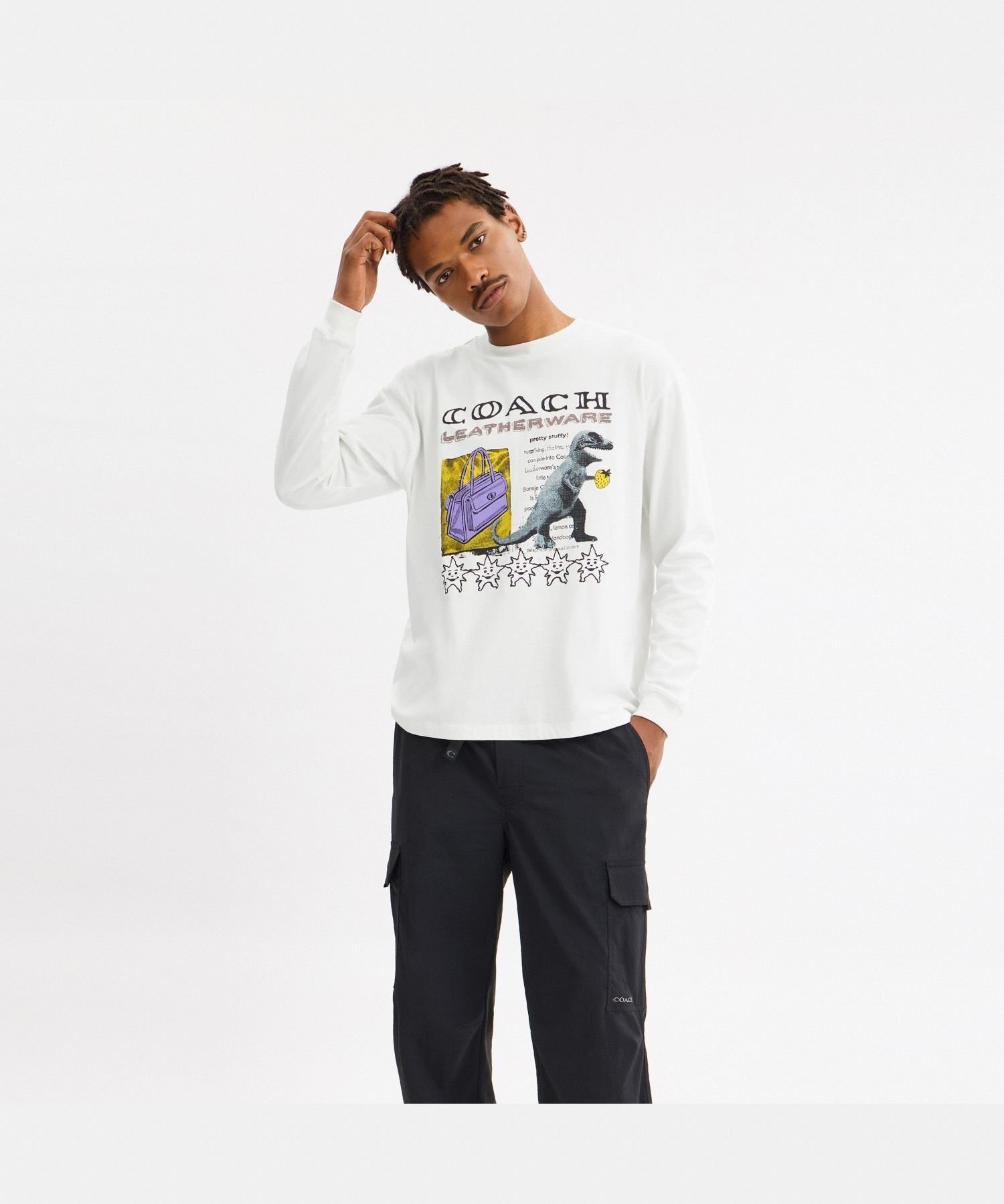 【SALE／20%OFF】COACH OUTLET 【公式】レザーウェア コラージュ リラックスド ロング スリーブ Tシャツ コーチ　アウトレット トップス その他のトップス ホワイト【送料無料】